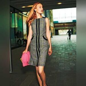 Boden Black and Gray Plaid Sleeveless Mini Dress